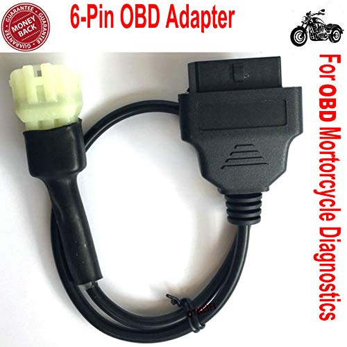 6-Pin OBD Adaptador 6 Pin OBD2 de 6 Pines para diagnóstico de Motos de Motocicleta, Cable OBD2 de 6 Pines para Motos Tuneecu 6 Pines a 16 Pines Conector OBDII