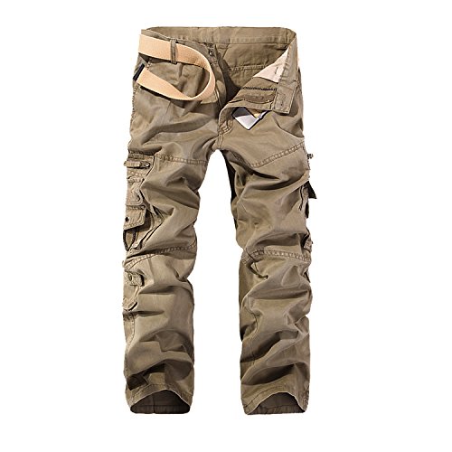 AYG Pantalon Cargo Hombre Mens Cargo Pants(Khaki,33)