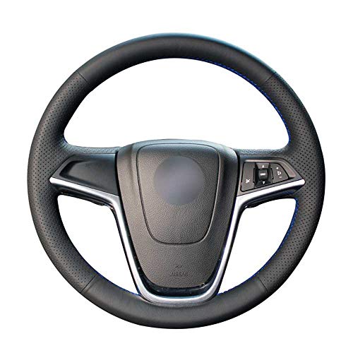 BUQDA Cubierta de Volante de Cuero Cosida a Mano para Coche, Apta para Opel Astra J Meriva B Zafira C Vauxhall Astra 2009-2017