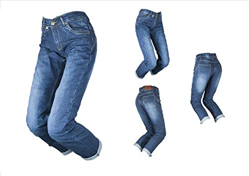 BY CITY - Pantalón Vaquero con protecciones para Moto TEJANO III LADY BLUE Pantalón de Mujer (US.30/EUR.40)