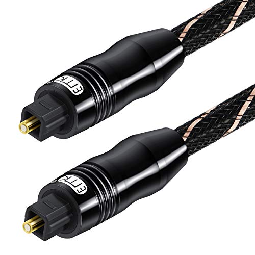 Cable de Audio óptico Ultra Claro de transmisión de Sonido Cable óptico Digital de Nailon Trenzado de 24 K Chapado en Oro para Amplificador, Altavoz, Barra de Sonido Negro (3 M)