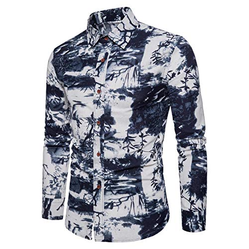 Camisa de Manga Larga con Estampado étnico de Talla Grande para Hombre, Ropa de Trabajo Informal Ajustada, Camisa Formal, Ropa de Calle de Moda para Todos los Partidos 4XL