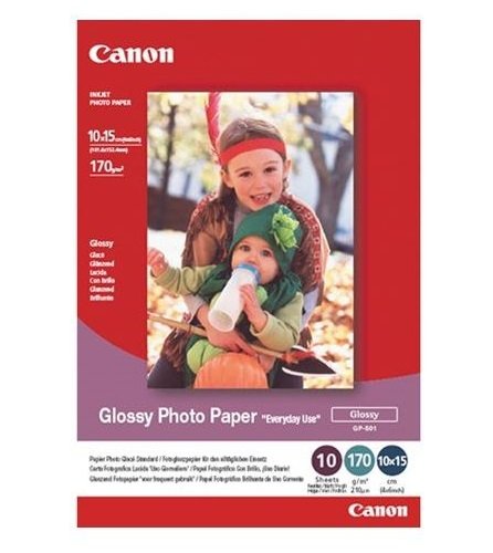 Canon GP-501 Glossy Photo Paper - Papel fotográfico (100 x 150 mm, 4x6") 10 hojas