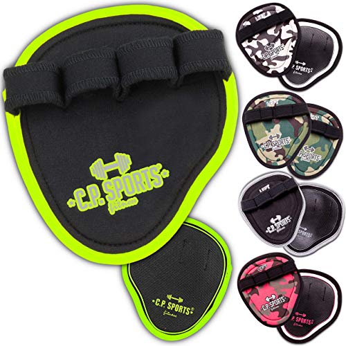 C.P. Sports Power Grips, almohadillas de agarre para los dedos, ideal para culturismo, fitness y deportes de fuerza, 2 pares de camuflaje verde oliva