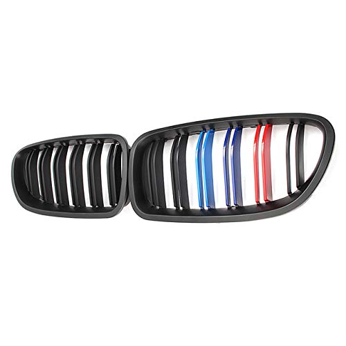 DYBANP Grille Grill para BMW F10 F18 M5 2011 2012 2013 2014 2015 2016 Par ABS M Estilo Color Matt Black Paragolpes Delantero Riñón Rejilla 2 líneas Doble listón