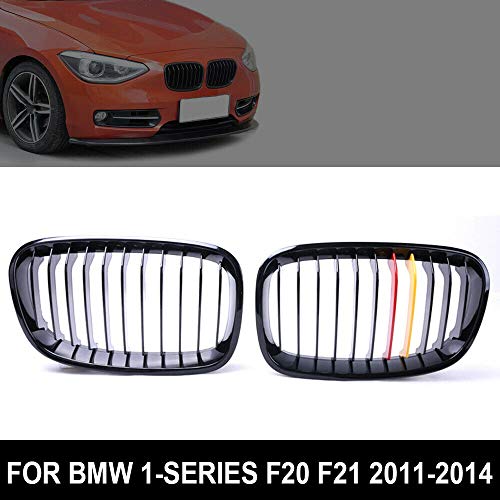 DYBANP Grille Grill para BMW F20 F21 1 Series 2011 2012 2013 2014 Estilo del automóvil Reemplazo del automóvil Negro Brillante M Paragolpes Delantero Riñón Grille Grill