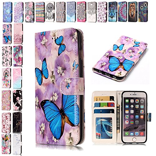 E-Mandala Flip Case Compatible for Samsung Galaxy A30 / A20 Case PU Leather Wallet Cover with Card Holder Shell Silicone Bumper Pattern Design - Butterfly