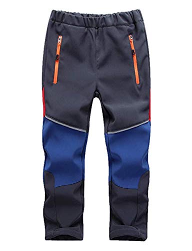 FAIRYRAIN Niño Deporte al Aire Libre Fleece Lined Winter Soft Shell Elasticated Waist Pantalones de Montaña Impermeables Transpirable Pantalones Senderismo Niña Pantalones con Cremallera Bolsillos