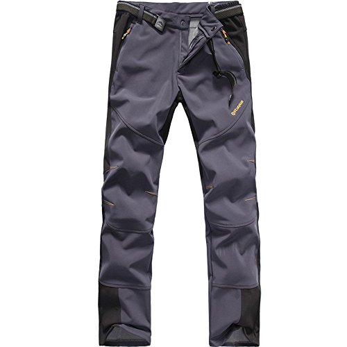 Flygaga - Pantalón con forro polar para hombre, cortavientos, impermeable para deportes de exteriores, acampada, senderismo, trekking, recta, Hombre, color gris oscuro, tamaño L