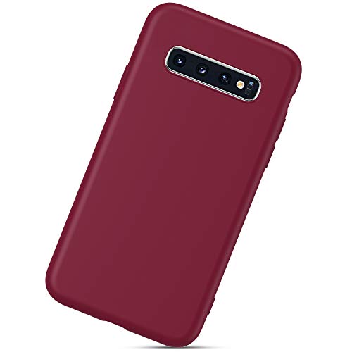 Funda Compatible con Samsung Galaxy S10 Plus.Funda Carcasa Case Silicona Líquida TPU Ultradelgado Suave Ligero Cubierta Modelo de Color Caja del Teléfono Original Parachoques Anti-caída Bumper,Burdeos