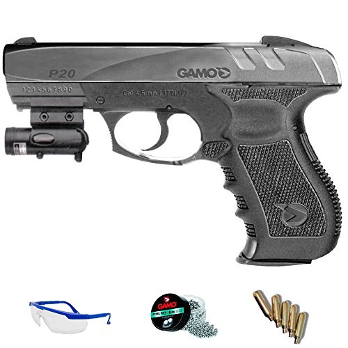 Gamo Pack GP20 Combat LÁSER - Pistola de Aire comprimido (CO2) y balines de Acero (perdigones) Cal 4.5mm. <3,5J