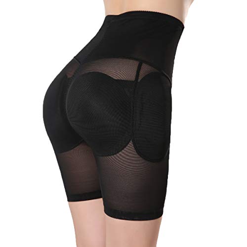 G&F Mujer Butt Hip Enhancer Escultor Cuerpo Culo Falso Bragas Cintura Alta Acolchado Fajas Talla Grande Pantalones Cortos Chico para Travesti S-6XL (Color : Black, Size : XL)
