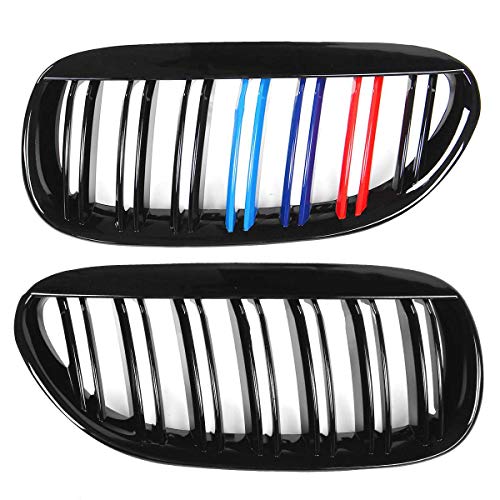 GLEEDSG Rejillas Delanteras de Coche M-Color Negro Brillante Paragolpes Delantero Slat Grill Racing Sport Grille, para BMW Serie 6 E63 E64 Coupe 2004-2009 GLEEDSG Rejillas Delanteras de Coche M-Color Negro Brillante Paragolpes Delantero Slat Grill Racing Sport Grille, para BMW Serie 6 E63 E64 Coupe 2004-2009