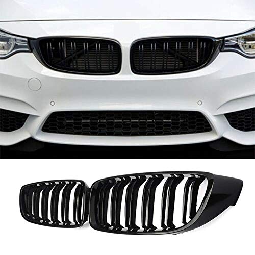 GLEEDSG Rejillas Delanteras de Coche Negro Brillante Paragolpes Delantero Parrilla de Doble Parrilla Racing Sport Grille, para BMW Serie 4 F32 Coupe de 2 Puertas