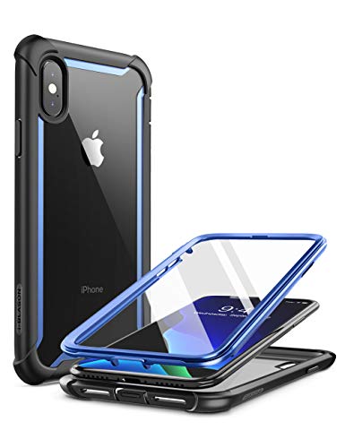 i-Blason Funda Transparente iPhone XS [Ares] Carcasa Case Completa del Cuerpo Parachoque Resistente con Protector de Pantalla Incorporado para iPhone 5.8 Pulgadas,Azul