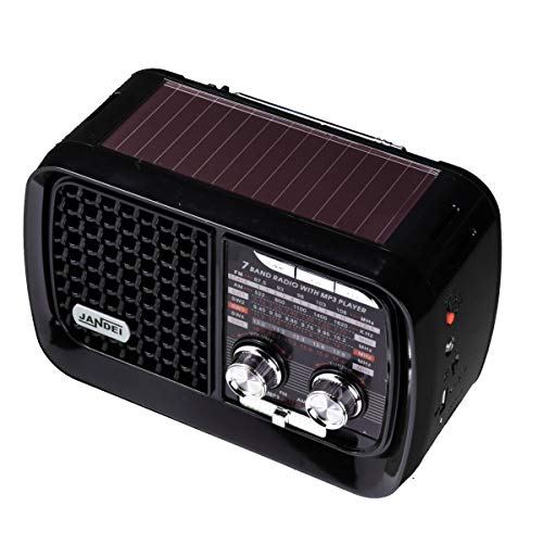 Jandei - Radio con Panel Solar 7 Bandas, Bluetooth batería Ion Litio Recargable