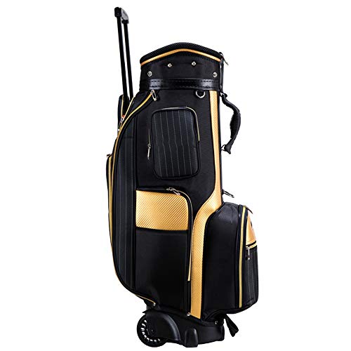 JenLn Ligera Golf Club Cesta Bolsas con Ruedas de Soporte del Golf Bolsa de Golf del Bolso del Carro de Golf de Viaje Bolsa de Transporte estándar Organizador (Color : Black, Size : 26x34x123cm)