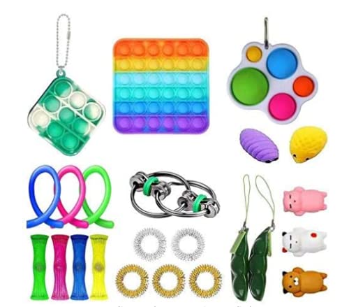 Kit De Juguetes Sensoriales, 23 Pack/Set Juguete Antiestres Pop-it Fidget Sensory Toys, Push Bubble Fidget Juguete Sensorial para Autismo Necesidades Especiales para Aliviar El Estrés