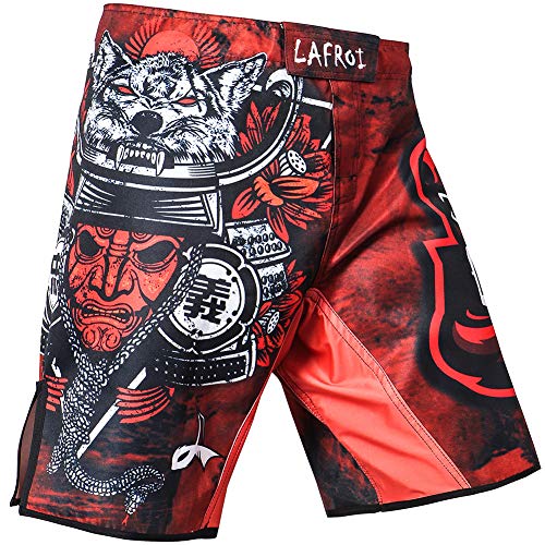 LAFROI QJK01 Pantalones cortos para hombre, con cordón y 1 bolsillo, para artes marciales mixtas, cross training y boxeo, Hombre, La Guerrera, L