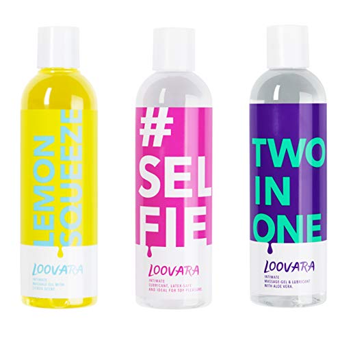 Loovara pack de 3 - gel lubricante y aceite de masaje sensual en un set de 3 | sólo ingredientes naturales | ideal para juegos preliminares, masturbación, juguetes sexuales y sexo apasionado Loovara pack de 3 - gel lubricante y aceite de masaje sensual en un set de 3 | sólo ingredientes naturales | ideal para juegos preliminares, masturbación, juguetes sexuales y sexo apasionado