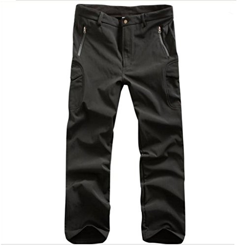 Lorata Pantalones de Soft Shell para Hombres Impermeable A Prueba de Viento con Fleece para Ciclismo Motociclismo Senderismo Deporte al Aire Libre Negro XXXL