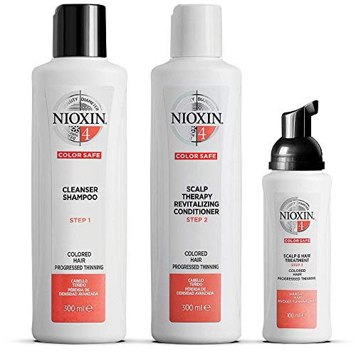 NIOXIN - Kit de 3 pasos - Tratamiento para Cabello Teñido que Proporciona el Doble de Densidad en unos Segundos (Champú 300 ml - Acondicionador 300 ml - Tratamiento 100 ml) - Sistema 4 NIOXIN - Kit de 3 pasos - Tratamiento para Cabello Teñido que Proporciona el Doble de Densidad en unos Segundos (Champú 300 ml - Acondicionador 300 ml - Tratamiento 100 ml) - Sistema 4