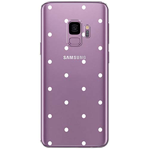 OOH!COLOR Funda para teléfono móvil Funda de Silicona para Samsung Galaxy S9 Funda móvil Funda Parachoques Transparente con Motivo Puntos Blancos