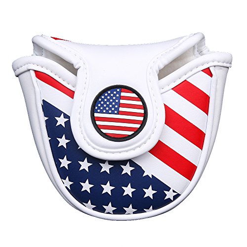 Outdoor Leisure Cubierta para cabeza de mazo con cierre magnético para cabeza de golf, bandera de Estados Unidos