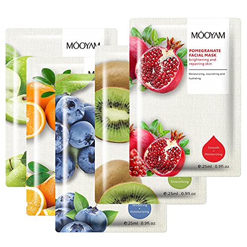 Pack 5 Mascarillas Hidratantes Revitalizantes Nutritivas Relajante, Extracto de Frutas (Manzana Verde, Naranja, Kiwi, Arándano, Granada Roja) Pack 5 Mascarillas Hidratantes Revitalizantes Nutritivas Relajante, Extracto de Frutas (Manzana Verde, Naranja, Kiwi, Arándano, Granada Roja)