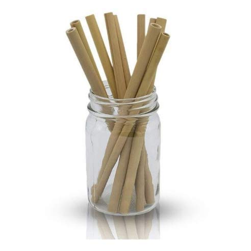 Pajitas de Bambú | Pajitas Reutilizables | Pack 10 Pajitas Biodegradables | Pajitas Cócteles | Pajitas Largas | Incluye Cepillo de Limpieza y Bolsa de Jute (19,5 cm)