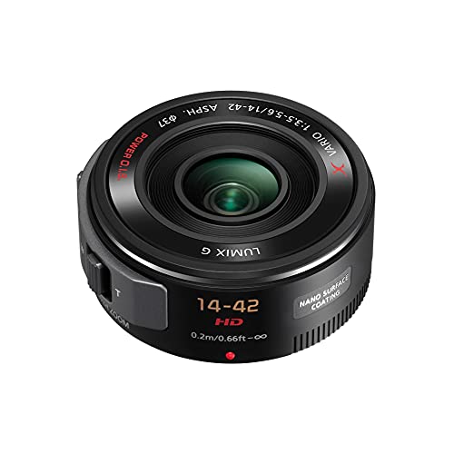 Panasonic LUMIX H-PS14042 - Objetivo Servo Zoom para cámaras de montura M4/3 (Focal 14-42 mm, F3.5-F5.6, tamaño filtro 37 mm, lentes asféricas, POWER O.I.S), negro