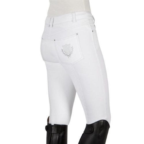 PFIFF pantalón de equitación para Mujer Julie, Todo el año, Infantil, Color Blanco - Weiß/Silberfarben, tamaño 00 Meses (40 cm)
