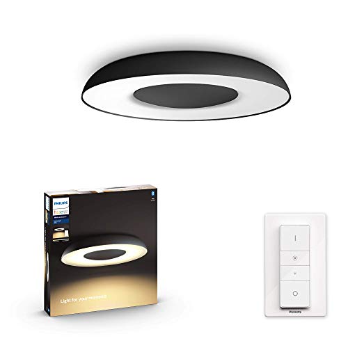 Philips Hue Still Plafón Inteligente LED negro con Bluetooth, Luz Blanca de Cálida a Fría, Compatible con Alexa y Google Home (915005914001)