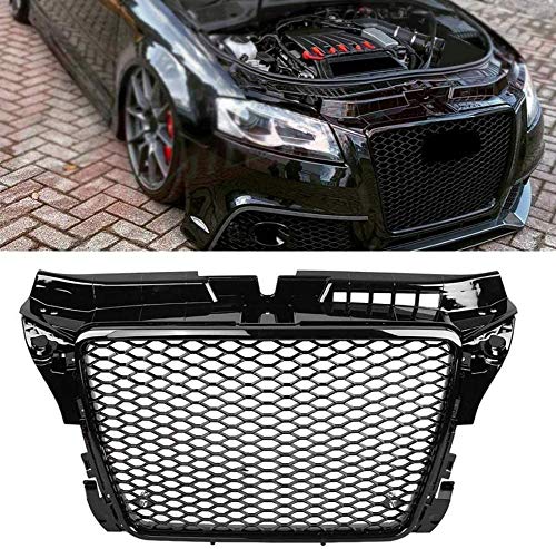 pianaiBB Auto Abs Rejilla Plástica Delantera Sport Hex Mesh Honeycomb Grille Paragolpes Delantero Gloss Black Rs3 Style Grille para A3 / S3 / 8P / 2009/2010/2011/2012/2013