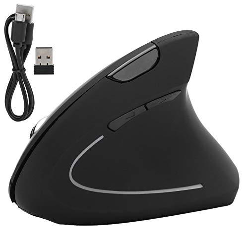 Ratón ergonómico, ratón óptico Vertical inalámbrico de 2,4G, 800/1200/1600/2400 4 Niveles dpi Ajustable, Ratones de computadora USB, para computadora portátil, PC, Escritorio(H1 Vertical Black Mouse)