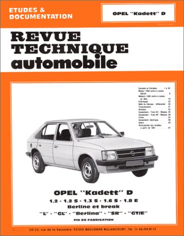 Revue technique de l'Automobile numéro 405.3 : Opel Kadett D, Berlina, L, GL, SR, et GT-E