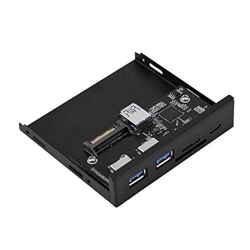 Richer-R Panel Frontal USB 3.0 6 Gbps Unidad de Disquete USB Hub Interno para PC，Plug and Play,5 Puerto(2 USB 3.0 / Typc C/Ranura para Tarjeta TF/SD)