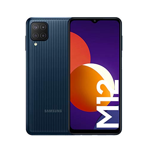 Samsung Smartphone Galaxy M12 con Pantalla Infinity-V TFT LCD de 6,5 Pulgadas, 4 GB de RAM y 128 GB de Memoria Interna Ampliable, Batería de 5000 mAh y Carga rápida Negro (ES Versión)