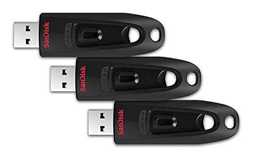 SanDisk Pack de 3 Ultra USB 3.0 de 32 GB - Hasta 100 MB/s de lectura, Negro
