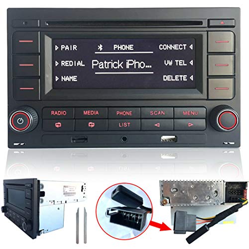 SCUMAXCON Radio de coche estéreo de audio RCN210 for para VW Golf MK4 POLO Passat B5 USB MP3 AUX SD Bluetooth incorporado con reproductor de CD + adaptador con simulador Canbus