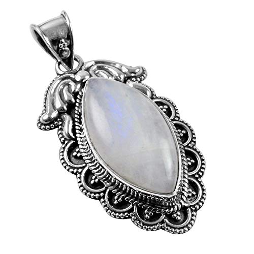 Silver Palace Colgantes de Plata de Ley 925 con Forma de Piedra Lunar Natural para Mujeres y niñas