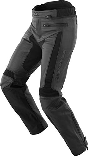 Spidi Pantalones cortos de piel para motocicleta Teker 60, color negro