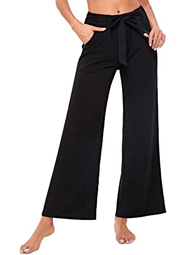 Sykooria Pantalones Casuales de Cintura Alta Mujer, Pantalón Acampanado Pierna Ancha Salón Recto Suelto, Pantalones de Yoga con Bolsillos, Pantalón de Harem Alta Pilates Baile Jogger Ropa de Casa