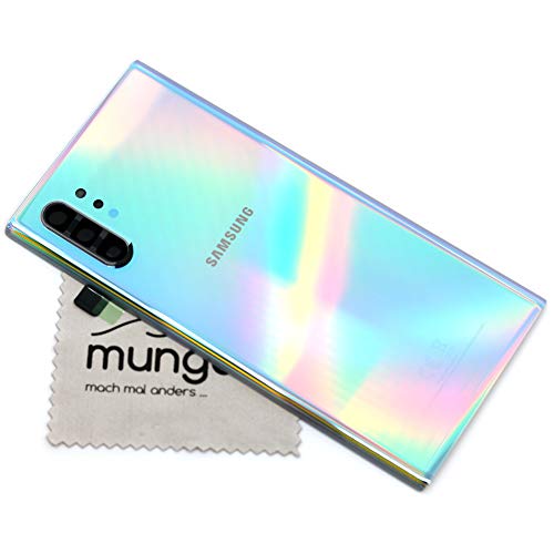 Tapa de batería para Samsung Original para Samsung Galaxy Note 10 Plus N75F Plateado Cubierta Posterior Panel Trasero con mungoo Pantalla paño de Limpieza