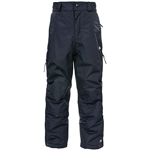 Trespass - Pantalones de Esquí Impermeables Acolchados con Tirantes Desmontables Modelo Marvelous Unisex Niños Niñas - Invierno/Esquiar/Snowboard (11/12 años) (Negro)