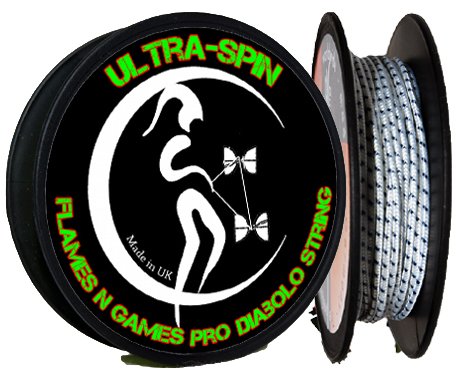 Ultra-SPIN Pro Cuerda Diabolo 10m Carrete (8 Colores!) Actuación, Cuerda Diablo de Alta Velocidad para Todos los Diabolos. (10m Blanco)