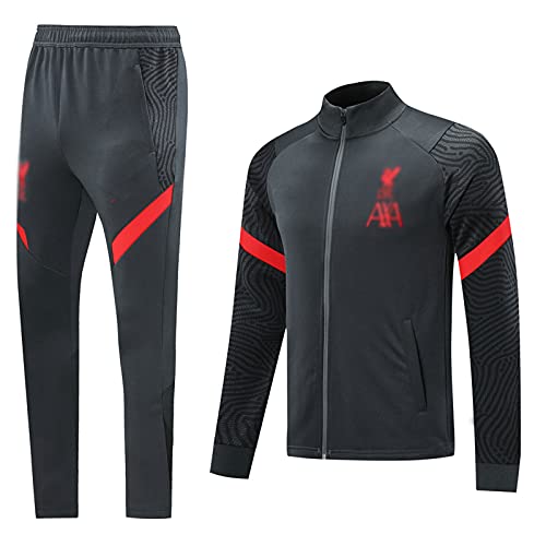 Uniforme De Entrenamiento De La Manga Larga De La Manga Larga del Club De Fútbol De La Inglaterra Europea De Inglaterra Chaqueta Negra De La Chaqueta Negra (Chaqueta + Pantalo(Size:Medio,Color:Negro)