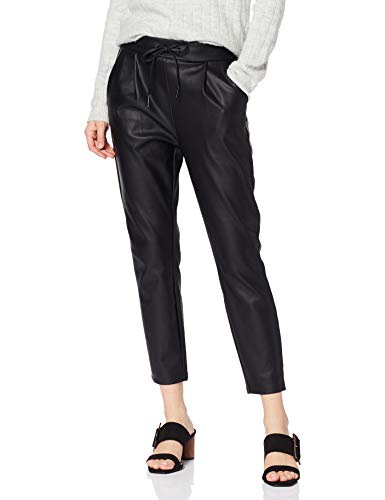 Vero Moda Vmeva Mr Loose String Coated Pant Pantalones, Negro (Black Black), 40/L32 (Talla del Fabricante: Large) para Mujer
