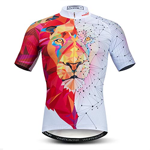 weimostar Ciclismo Jersey para hombre Ropa de bicicleta lycra manga corta camisas 3D Tops secado rápido, bolsillos, transpirable