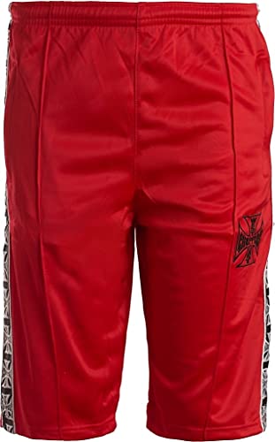 WEST COAST CHOPPERS Pantalones cortos para hombre, color negro, básicos, moteros, rockabilly, Rockwear rojo L